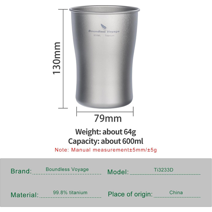 Металевий термокружка iBasingo 600мл Ti3233D - для кемпінгу, подорожей, напоїв