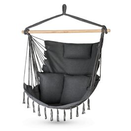 Підвісне крісло-гойдалка з подушкою 100x130x75 см, до 150 кг, для саду та дому, графітовий колір