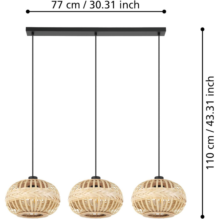 Стійка лампа EGLO Amsfield з металу та бамбуку, чорна, для вітальні та спальні, E27