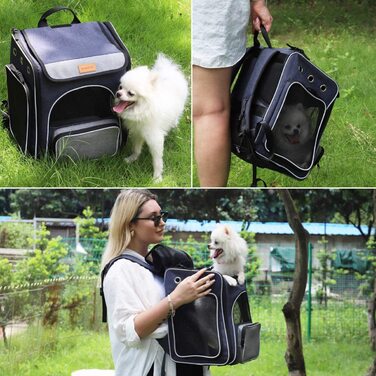 Рюкзак для кішок morpilot, рюкзак для собак для кішок і цуценят собак, дихаючий і складаний рюкзак для домашніх тварин з прозорим вікном і застібкою-блискавкою з захистом від відкривання (33 * 28 * 42 см) (33x27x39 см)