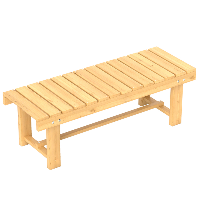 Садова лавка Outsunny 2-місна з масиву дерева, водонепроникна та міцна, 110 x 38 x 35 см, стійка для балкона, саду та тераси, натурального кольору
