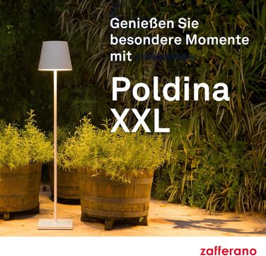 Zafferano Poldina XXL: Бездротова LED-стійка лампа з регулюванням висоти, диммер, 69-150 см, для дому та саду (темно-сірий)