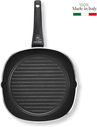 Сковорода гриль Moneta Ricla 28 см, з дозованим покриттям, чорна, з корпусу з 100% переробленого алюмінію