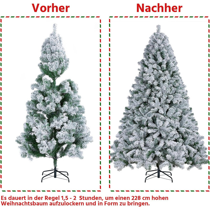 Штучна ялинка Yaheetech зі снігом 183 см (діаметр 120 см), 820 гілок, з металевим підставкою, швидкий монтаж, складана ялинка для дому