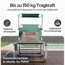 Шезлонг Ibiza Green 190x59x29см Alu Sun Canopy