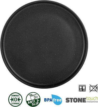 Набір посуду BRUNNER Melamin 16 предметів: тарілки та чашки для кемпінгу (2-4 особи) + ланч-бокс ODETTE, стекований, стійкий до подряпин