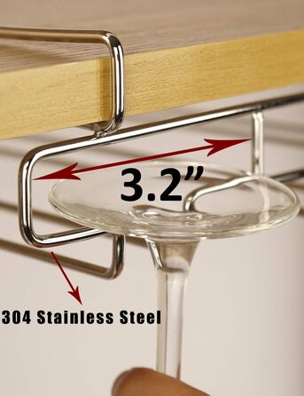 Підставка для склянок BAFVT – 2-ярусна, з нержавіючої сталі, для кріплення під шафу, органайзер для зберігання склянок