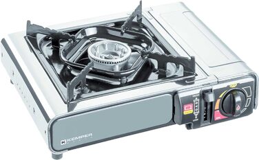Газовий нагрівач KEMPER Nomade з нержавіючої сталі, 1900 Вт, Piezo-запалювання, подвійний захист, у кейсі