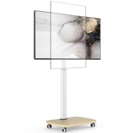 Підставка для телевізора мобільна з дерев'яною основою, поворотна, 19-42 дюйми, біла, до 20 кг, VESA 200x200 мм