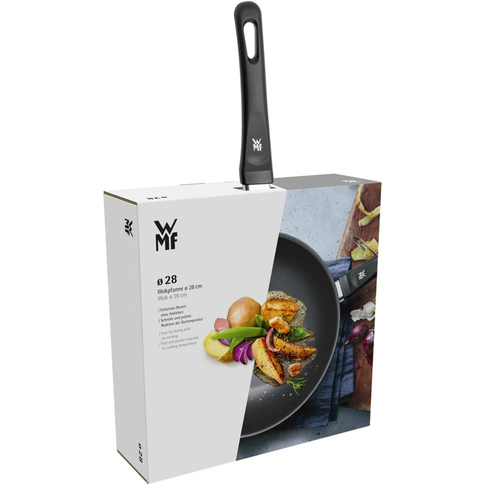 Сковорода-гриль WMF 27x27 см з виливом, алюмінієва з антипригарним покриттям, для стейків та хрусткої смаження, квадратна, з пластиковим ручками, не для індукційних плит