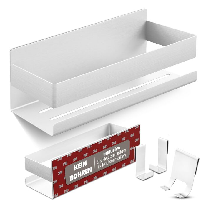 Поличка для душу без свердління, органайзер для ванної кімнати, полиця для душу, срібляста поличка з алюмінію