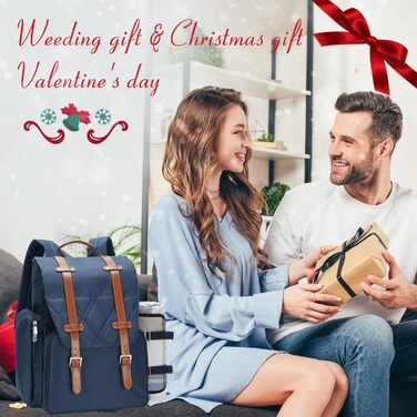 Набір для пікніка на 4 особи з великою ізольованою сумкою-холодильником, набір для пікніка з мішком для вина, водонепроникний плед та набір столових приборів. Ідеально для кемпінгу, подарунок на весілля, блакитний колір