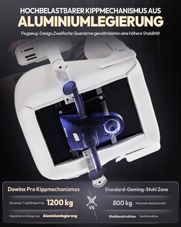 Ігровий крісло Dowinx для геймерів Esport, ергономічний офісний крісло з підлокітниками 4D та масажем попереку, витримує до 200 кг, регульована висота (білий)