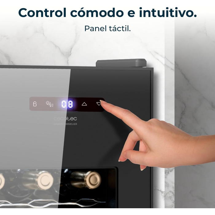 Винний холодильник Cecotec Bolero Grandsommelier 830 Coolcrystal: 15 пляшок, чорний, терморегулювання 8-18°C, LED, без шкідливого газу