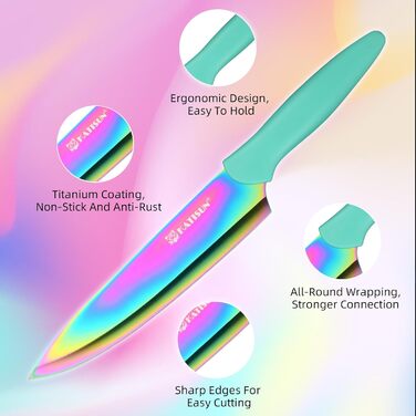 Набір кухонних ножів Katisun, 16 шт. з японської сталі, з бруском для заточування, дощечкою та ножицями. Набір ножів для нарізання, шинкування та нарізання, безпечний для миття в посудомийній машині.