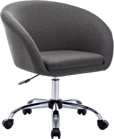 Шикарний стілець на коліщатках Duhome офісний стілець косметичний стілець обертовий стілець регульований по висоті обертовий вибір кольору, Білий (Тканина, темно-сірий)