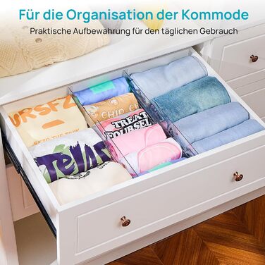 Організатори для ящиків Vtopmart (8 шт.) - регульовані роздільники для ящиків, прозорі, 25.6-41.6 см