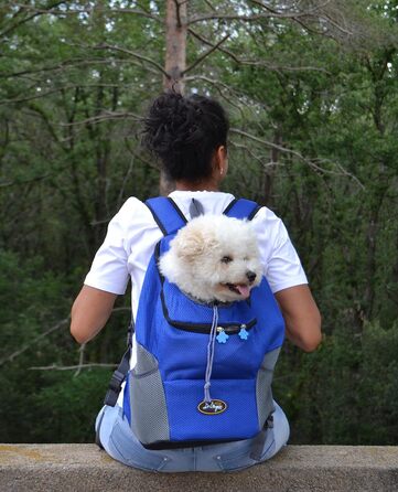 Рюкзак для собак і котів - Рюкзак для тварин - Сумка для тварин - Рюкзак для собак - Дихаюча сумка для собак - Рюкзак для тварин дихаючий і складаний. (L, синій)Di LAngelo - Рюкзак для домашніх тварин (L, синій)