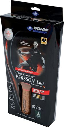 Подарунковий набір для настільного тенісу Persson 600 з черепахою Donic, 1 ракетка з корковою ручкою, 3 м'ячі 3*, 1 чохол для ракетки, відмінний комплект для швидкого старту Persson 600, 788450