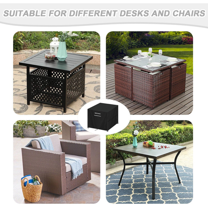 Чохол для садово-патіо меблів 85x85x80 см, вологостійкий, 420D Oxford, для захисту від погодних умов