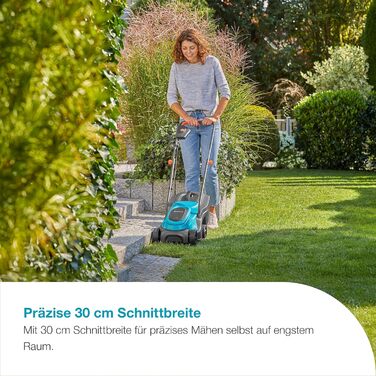 Акумуляторний газонокосарка Gardena EasyMax 30/18V Ready-to-Use Set, ширина косіння 30 см, Power for All-акумулятор, компактна та маневрена, для малих садів