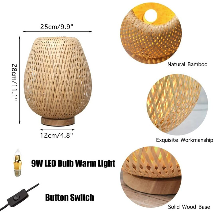 Настільна лампа GUANSHAN з бамбукової тканини, стиль дзен, декоративне освітлення для спальні/вітальні