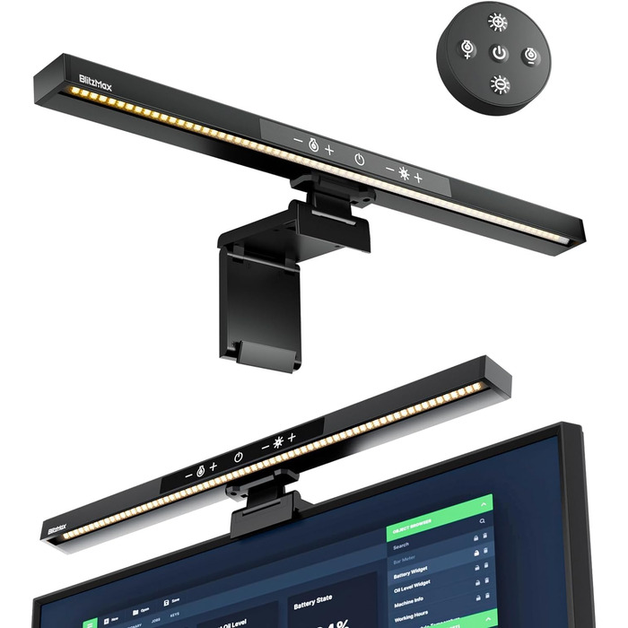 Моніторна лампа з пультом дистанційного керування, захист очей, регулювання яскравості та колірної температури, USB-лампа для монітора, ігровий офіс, дім