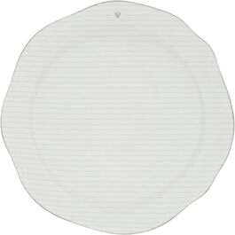 Смужки обідньої тарілки Маленьке серце керамічні білі сірі смужки D27 см Керамічний посуд Обідня тарілка BC Кухня накритий стіл