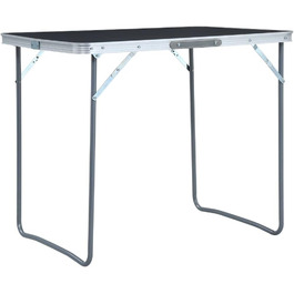 Кемпінговий стіл складний з металевим каркасом Розкладний стіл Стіл для валізи Стіл Кемпінгові меблі Розкладний стіл Стіл для вечірки Стіл для пікніка 80x60 см (сірий)