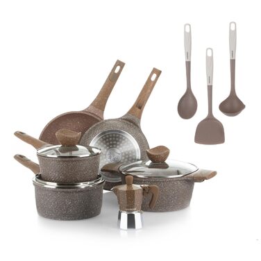 Набір каструль та сковорідок KASANOVA з антипригарним покриттям, індукційне дно, 4-шарове покриття, сучасний дизайн