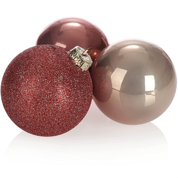 Різдвяна куля-скляні ялинкові кулі для різдвяної ялинки-прикраси для різдвяної ялинки-ялинкові прикраси-скляні кулі (8 см, рожевий), 12 шт.