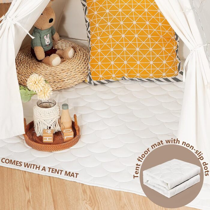 Дитячий намет Wilwolfer Tipi: ігровий намет для дітей з бавовни, з сумкою, для дівчаток та хлопчиків, з килимком, преміум якість