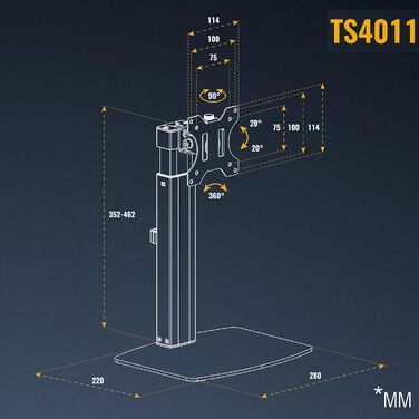 Кріплення для монітора RICOO TS4011: настільна підставка VESA для моніторів 17-32 дюймів, регульована, настільна