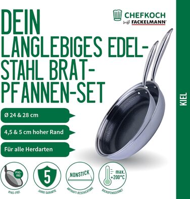 Сковорода Chefkoch від Fackelmann – діаметр 28 см, преміум якість, з керамічним антипригарним покриттям, для всіх типів плит (включно з індукцією)