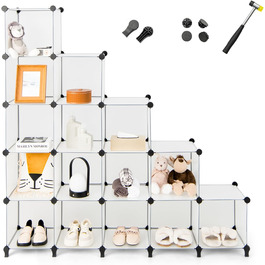 Стелаж для взуття COSTWAY своїми руками штабелюється, коробки для взуття прозорі від 15 кубиків, стелажна система Cube Shelf Безболтова полиця для зберігання взуття для спальні, офісу