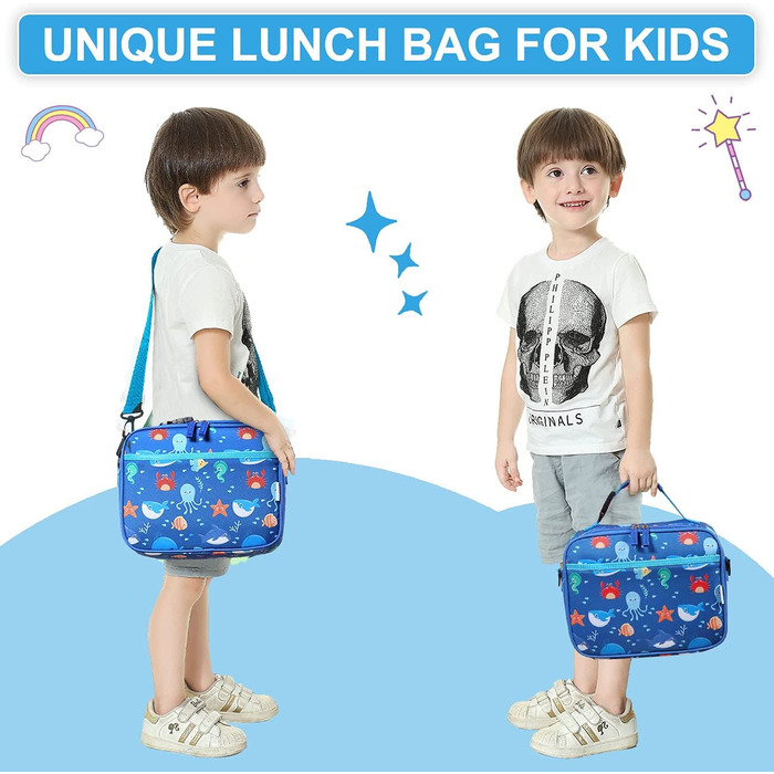 Дитяча сумка-тоут для ланчу, утеплена сумка-холодильник, сумка-тоут для ланчу для хлопчиків і дівчаток, сумка-тоут для дитячого садка, сумка - тоут для пікніка, школи, динозаврів (китів)