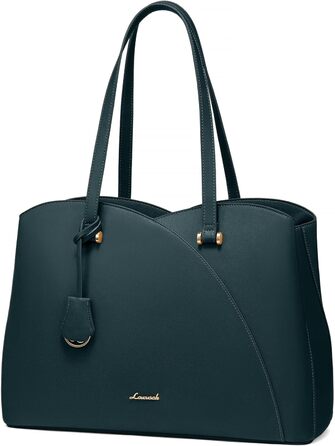 LOVEVOOK Сумка для жінок велика, шопер для ноутбука, сумка для роботи, офісна сумка, з PU шкіри, на плечі, для навчання, тоут-сумка для роботи, бізнесу, університету (15,6 дюймів, темно-зелений)