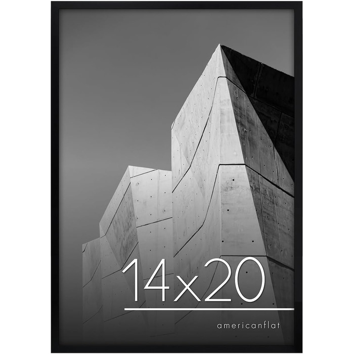 Американськаплоска рамка для фотографій розміром 28,9 х 38,1 см, тонкий край, фоторамка з полірованим оргсклом, горизонтальний і вертикальний формати для стіни (чорний, 14х20)