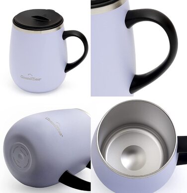 Термокружка Grandties з кришкою-ковпачком та ручкою, 480 мл | З подвійних стінок з нержавіючої сталі, для гарячих та холодних напоїв