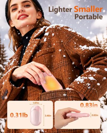 Електричні грілки для рук BOSONER 2 шт. 6000mAh USB, портативні, для чоловіків та жінок, рожеві