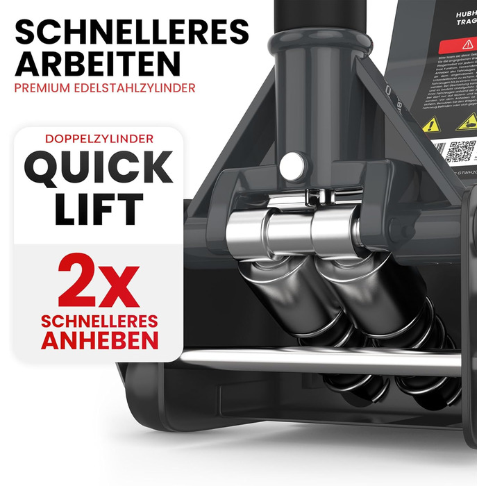 Гідравлічний домкрат 3T низькопрофільний 75-505мм з гумовими накладками для легкових авто та SUV – професійний, посилений, з роликами 360° (антрацит)