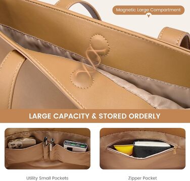 LOVEVOOK Сумка-шопер з натуральної шкіри, велика жіноча сумка на плечі, сумка-тоут, коричнева (чорно-коричнева, M)