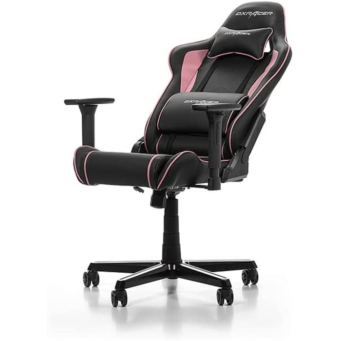 Ігрове крісло DXRacer Prince P08, штучна шкіра, чорно-рожевий, 185 см