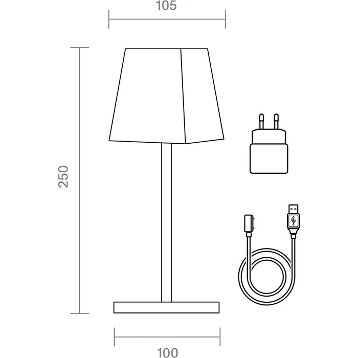 SIGOR Nuindie - LED-лампа на акумуляторі, диммер, для дому та саду, IP54, 38 см, 12 годин роботи, сніжно-білий колір