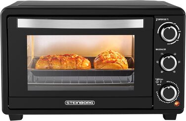 Міні-піч Steinborg 25 л з конвекцією: піч, піца, хліб. Таймер, 100-230°C, зйомний піддон. Економне споживання енергії