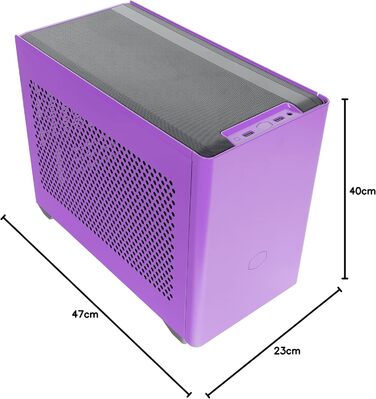 Корпус для ПК Cooler Master MasterBox NR200P Mini-ITX із загартованим склом, вертикальним розміщенням відеокарти, безінструментальним доступом 360°, преміальні варіанти охолодження, колір Nightshade Purple