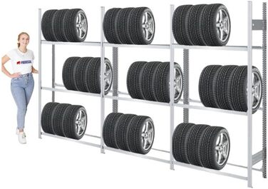 Стеляж для шин PROREGAL PROEGAL – німецька якість, 200x100x43 см, 3 яруси, 150 кг на ярус, до 5 шин на ярус