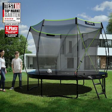 Батут Kinetic Sports 'Ultimate Pro' Ø 305 см для дітей з драбиною та захисною сіткою - чорно-неоново-зелений