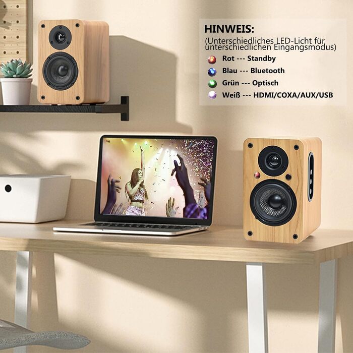 Активний динамік Bluetooth 100 Вт, 4 НЧ, HDMI ARC, оптичний, RCA, USB, AUX, пульт дистанційного керування (жовтий)