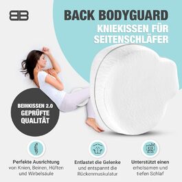 Підкови для ніг BACK BODYGUARD для тих, хто спить на боці - подушка для ніг - подушка для сну на боці з чохлом - подушка для правильної пози в дорослих - підкови для ніг - подушка для ніг для сну на боці - подушка для ніг (1 подушка + білий та сірий чохол)